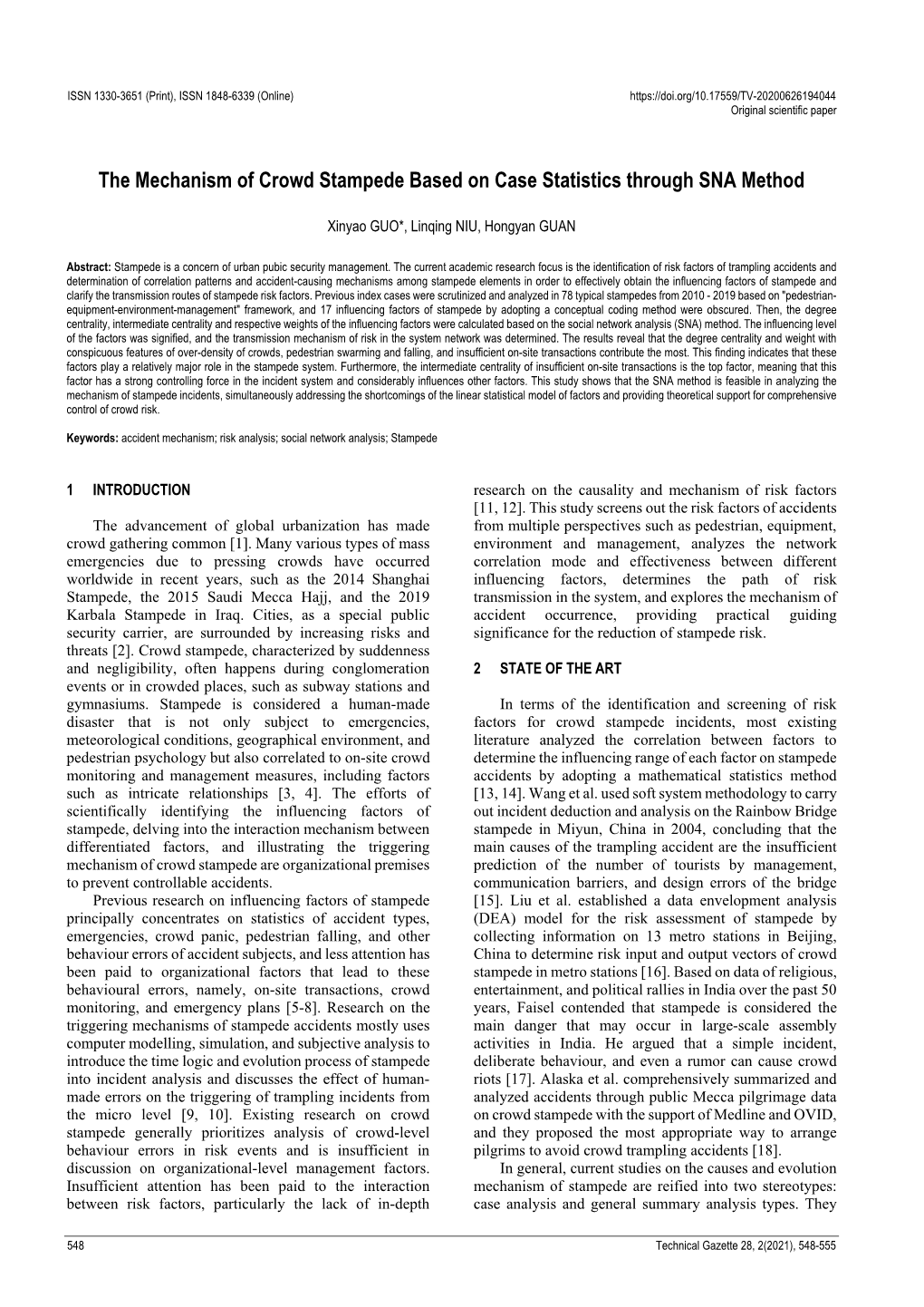 The Mechanism of Crowd Stampede Based on Case Statistics Through SNA Method