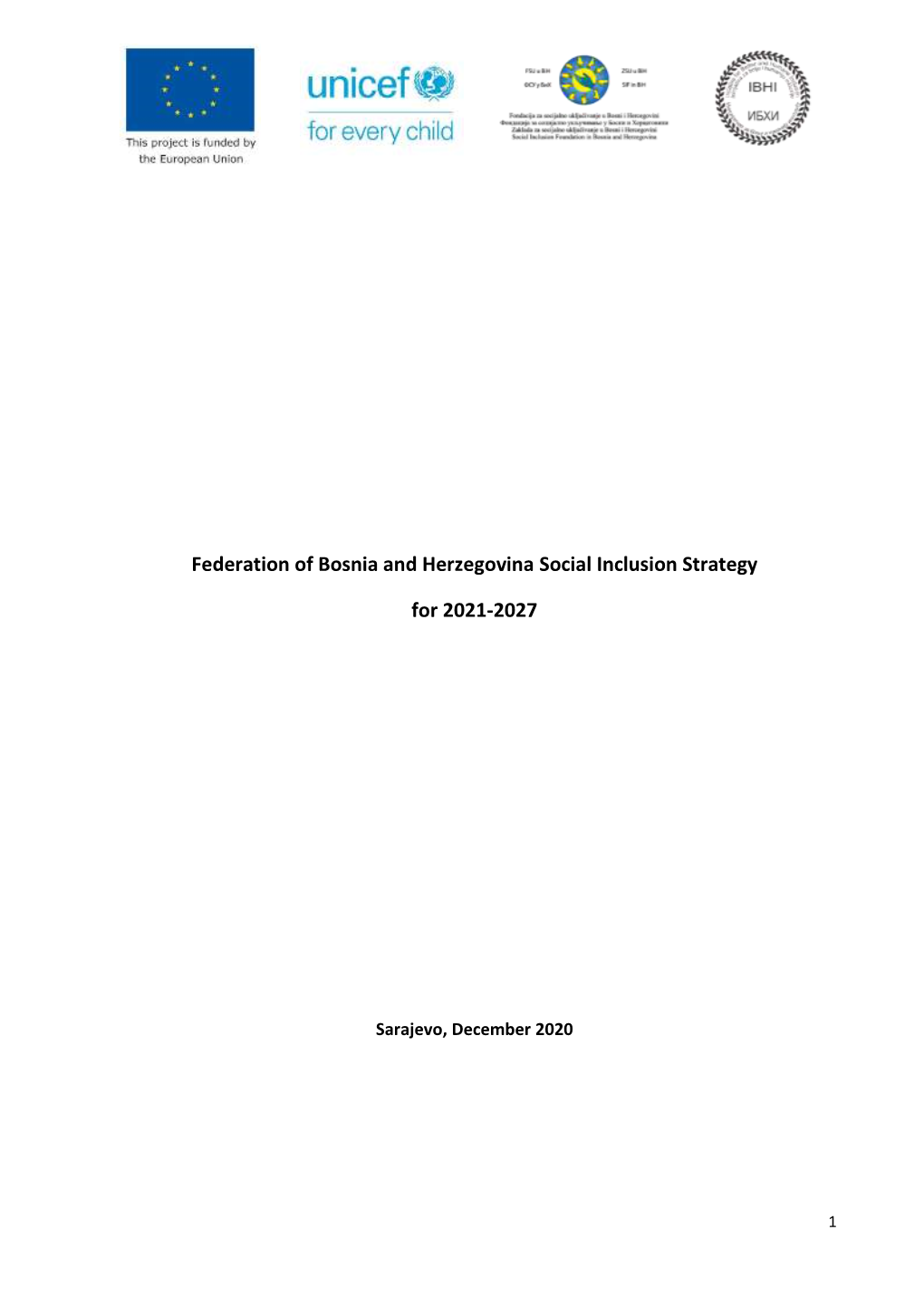 Federation of Bosnia and Herzegovina Social Inclusion Strategy