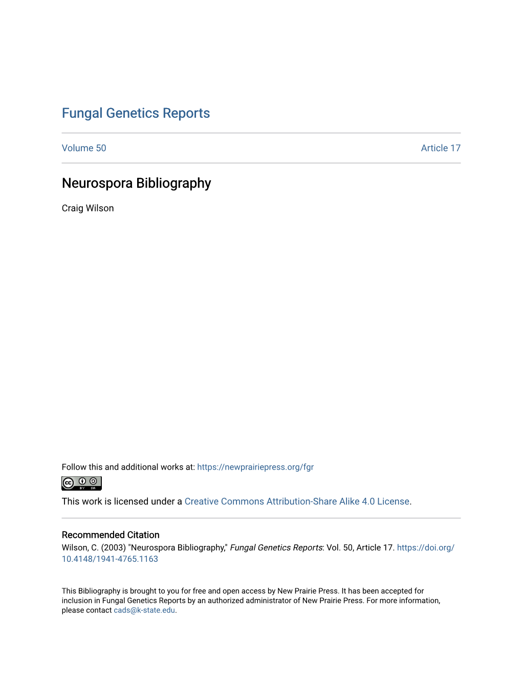 Neurospora Bibliography
