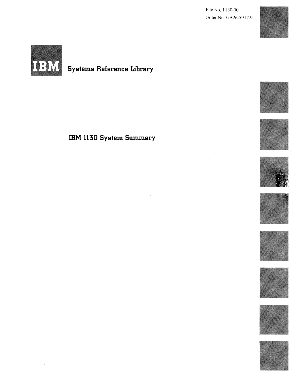 Systems Reference Library IBM 1130 System Summary