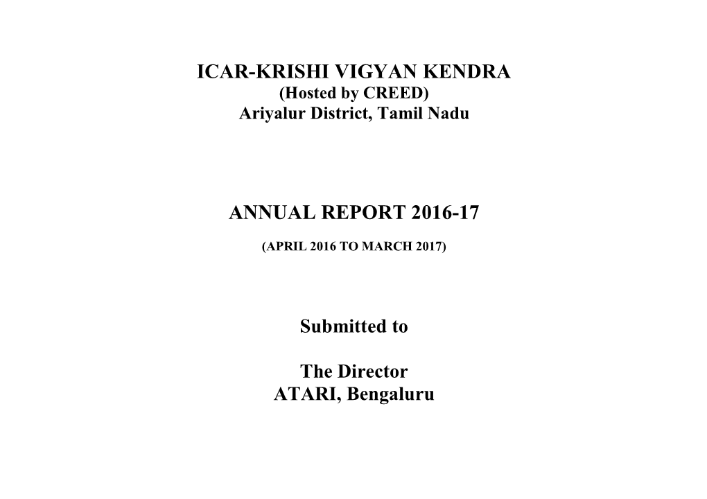 Icar-Krishi Vigyan Kendra Annual Report 2016-17
