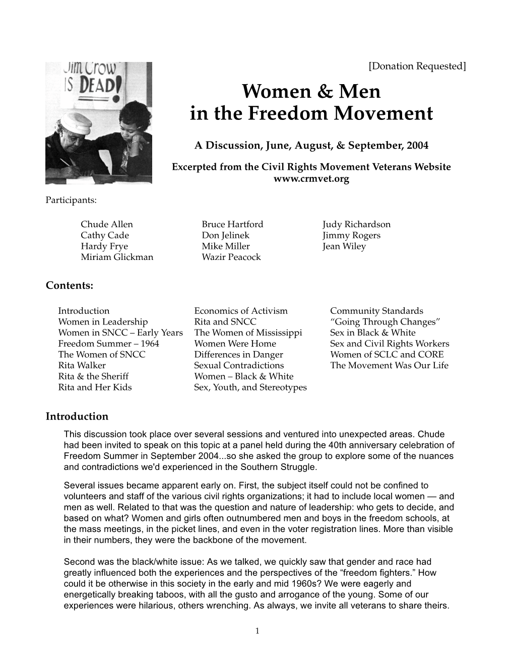 Women & Men in the Freedom Movement