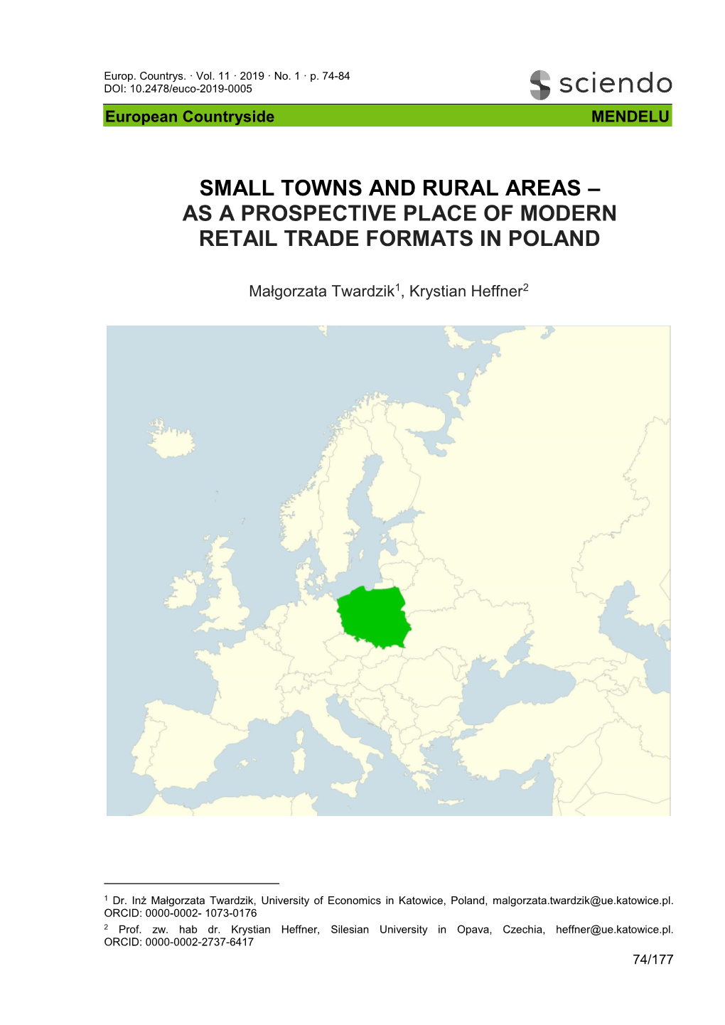 Small Towns and Rural Areas – As a Prospective Place of Modern Retail Trade Formats in Poland