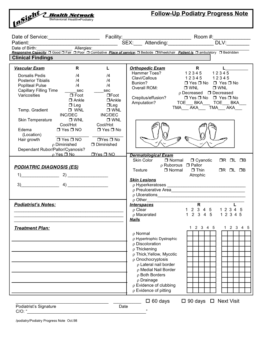 Follow-Up Podiatry Progress Note