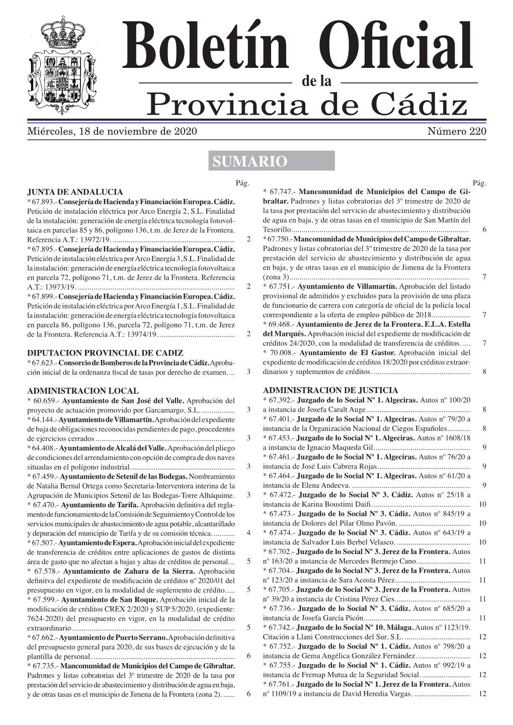 Boletín Oficial De La Provincia De Cádiz