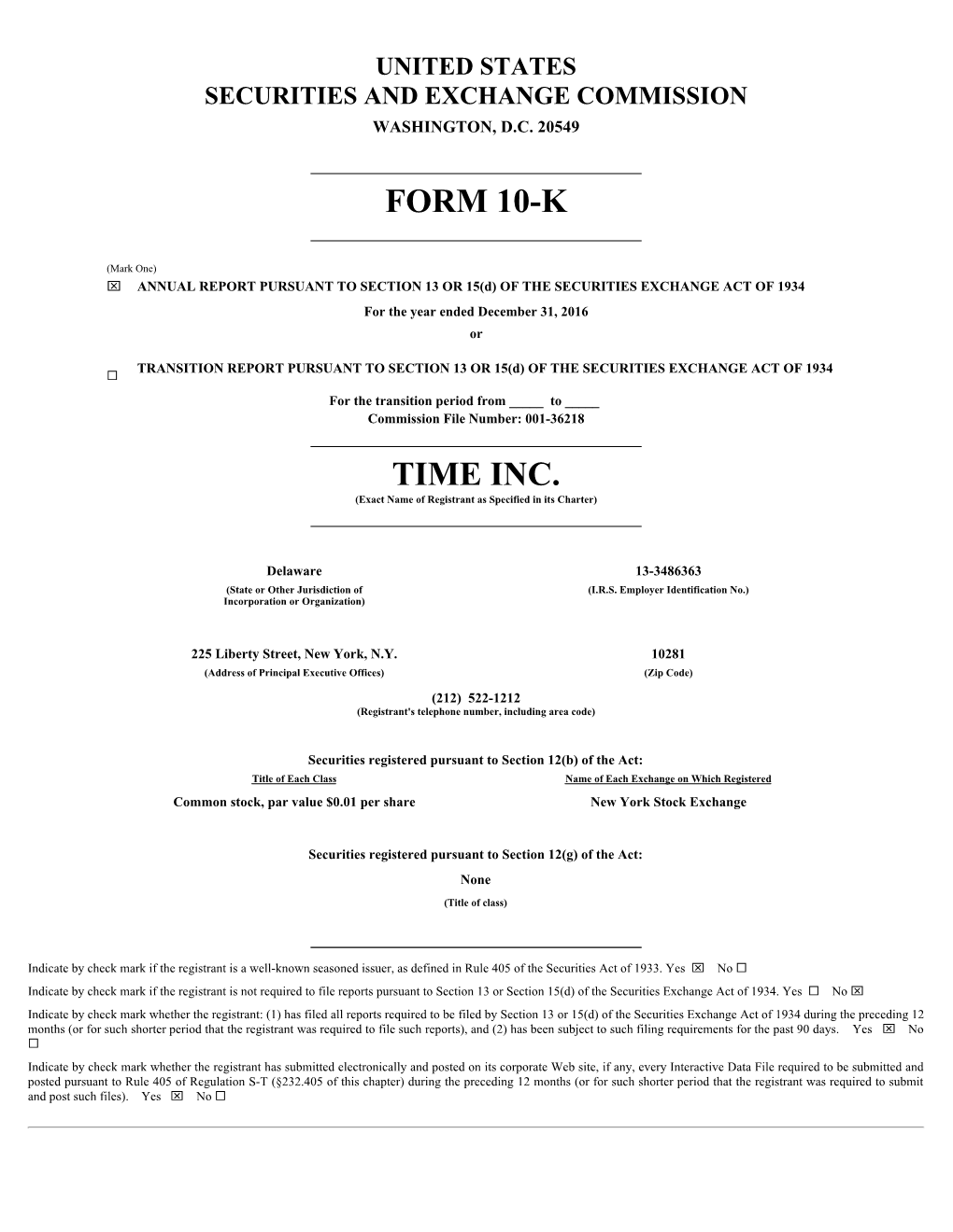 Form 10-K Time Inc