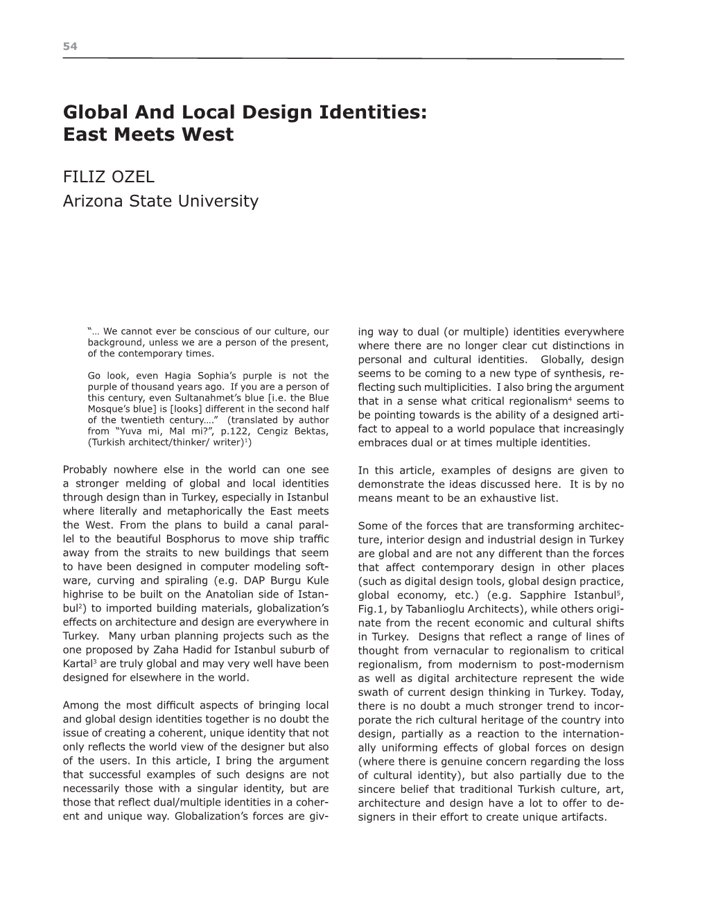 Global and Local Design Identities: East Meets West