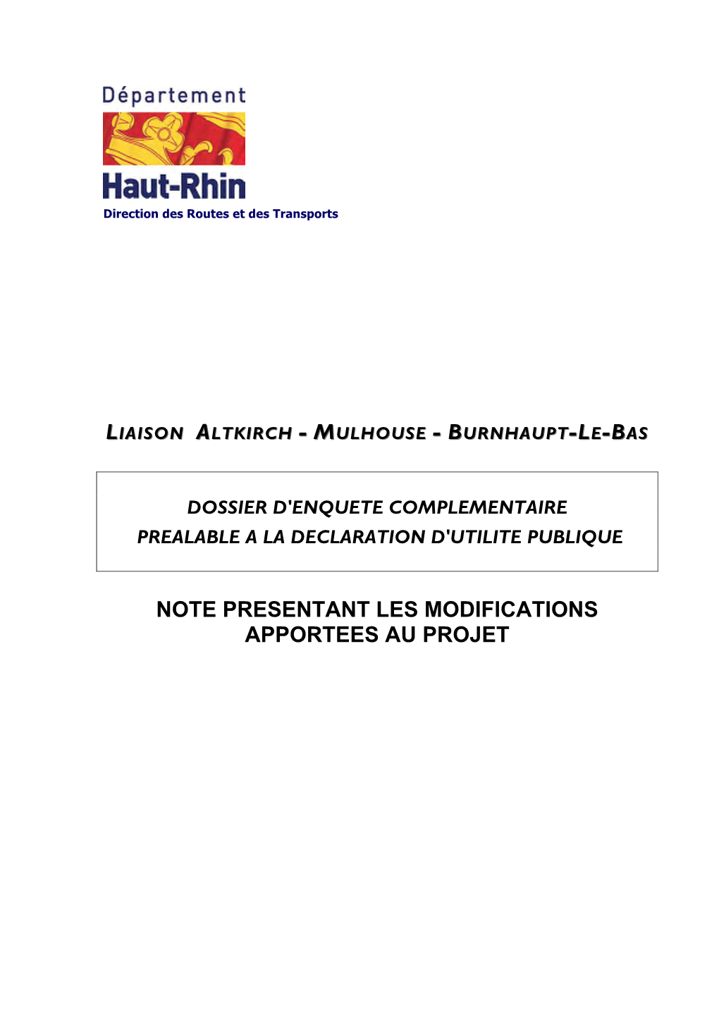 Note Presentant Les Modifications Apportees Au Projet