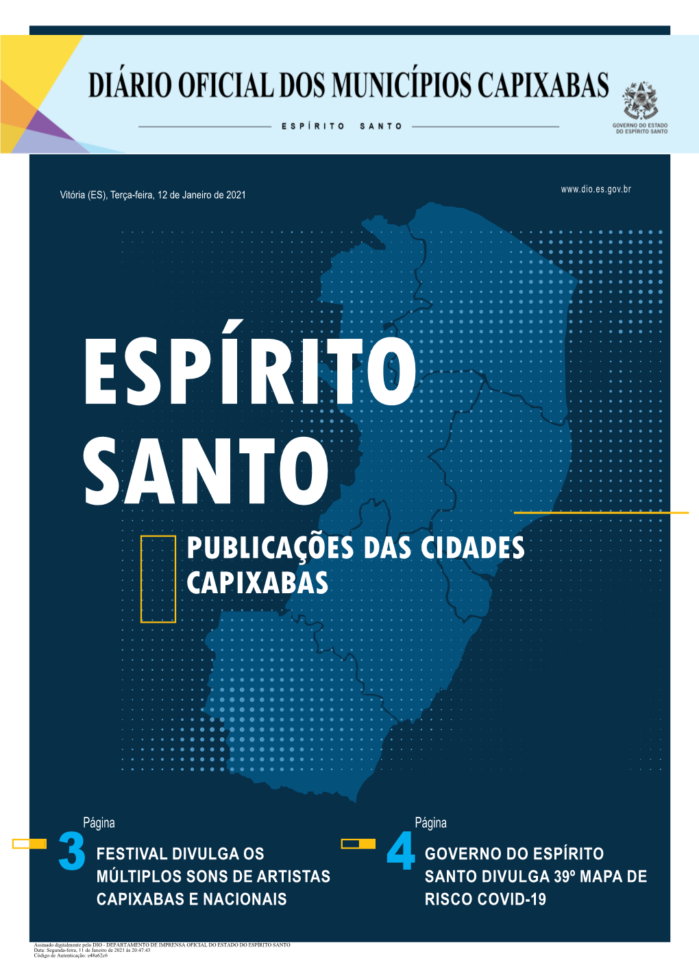 LICITAÇÕES DIÁRIO OFICIAL DOS MUNICÍPIOS CAPIXABAS Vitória (ES), Terça-Feira, 12 De Janeiro De 2021