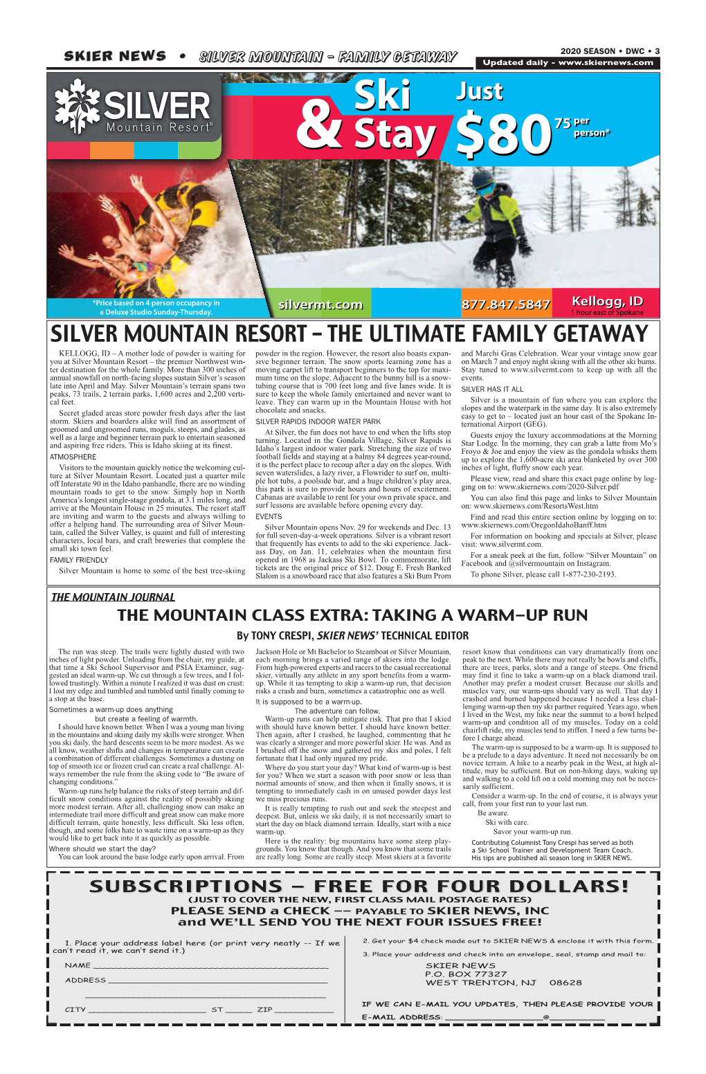 Silver Mountain Resort – the Premier Northwest Win- Sive Beginner Terrain