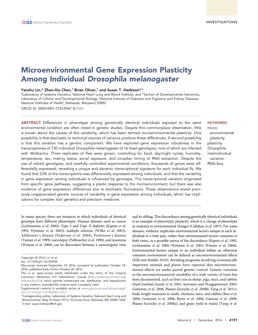Microenvironmental Gene Expression Plasticity Among Individual Drosophila Melanogaster