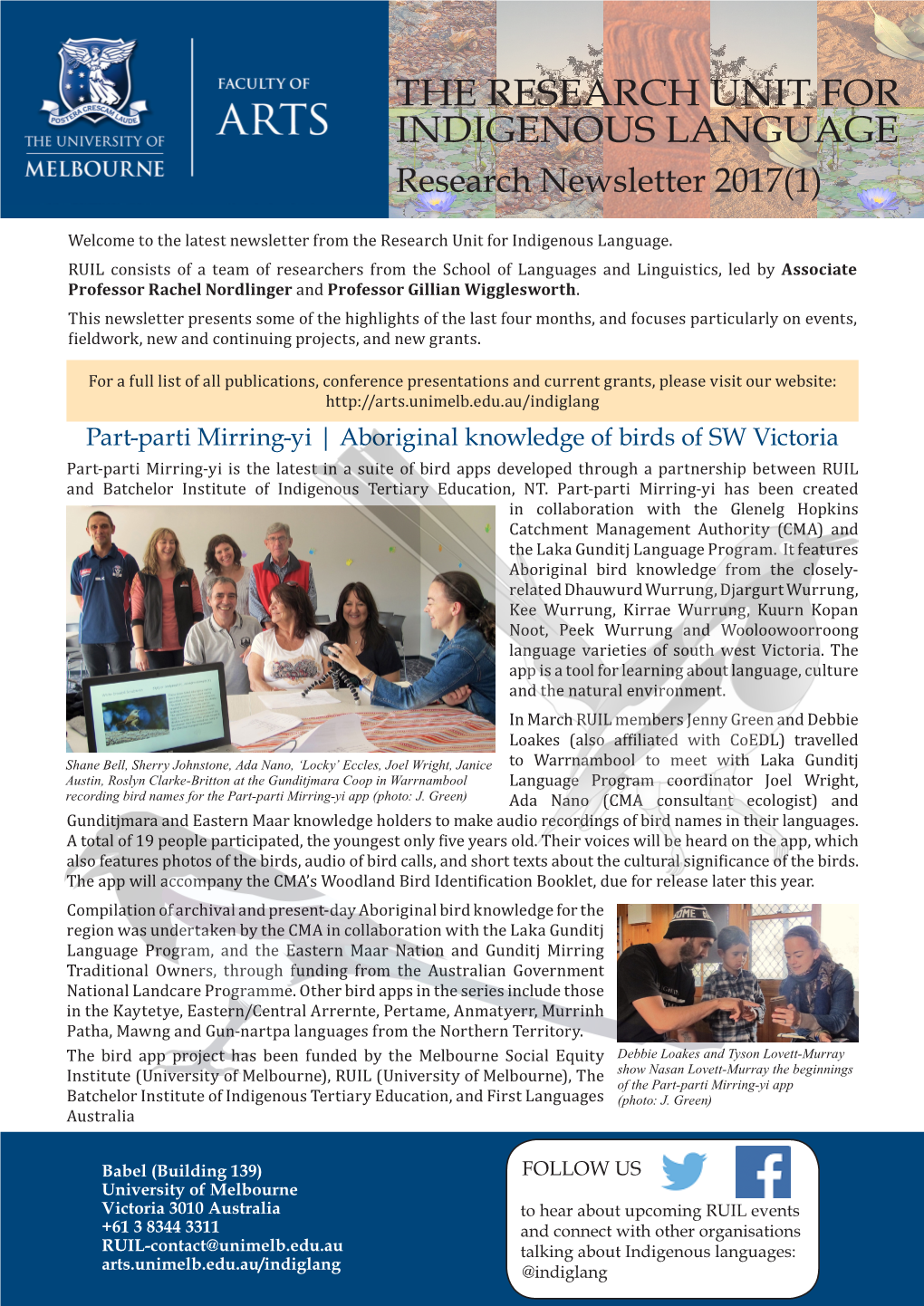 THE RESEARCH UNIT for INDIGENOUS LANGUAGE Research Newsletter 2017(1)