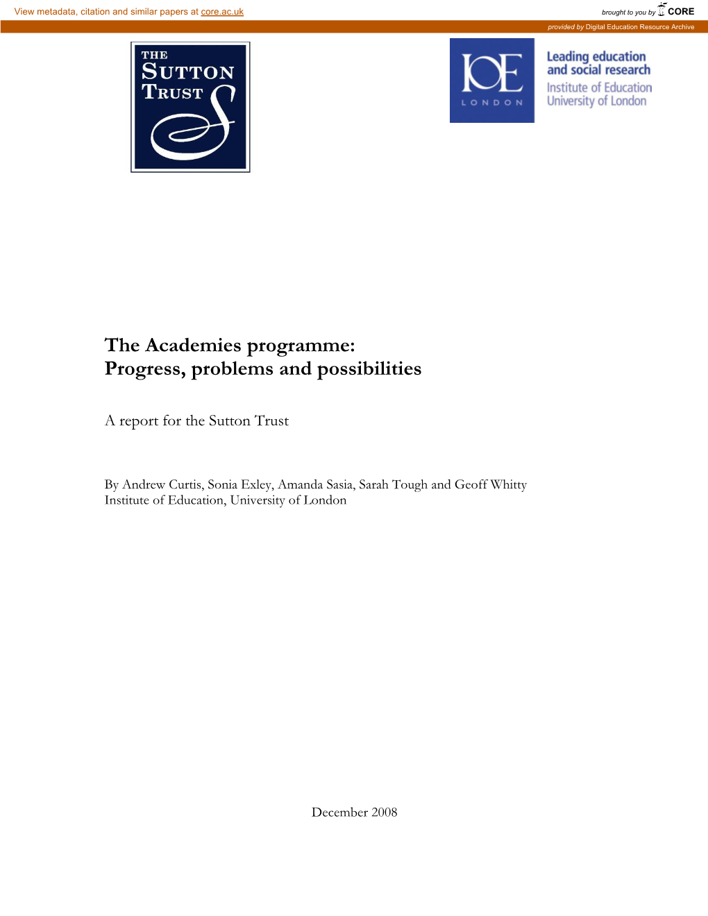 An Evaluation of the Academies Programme