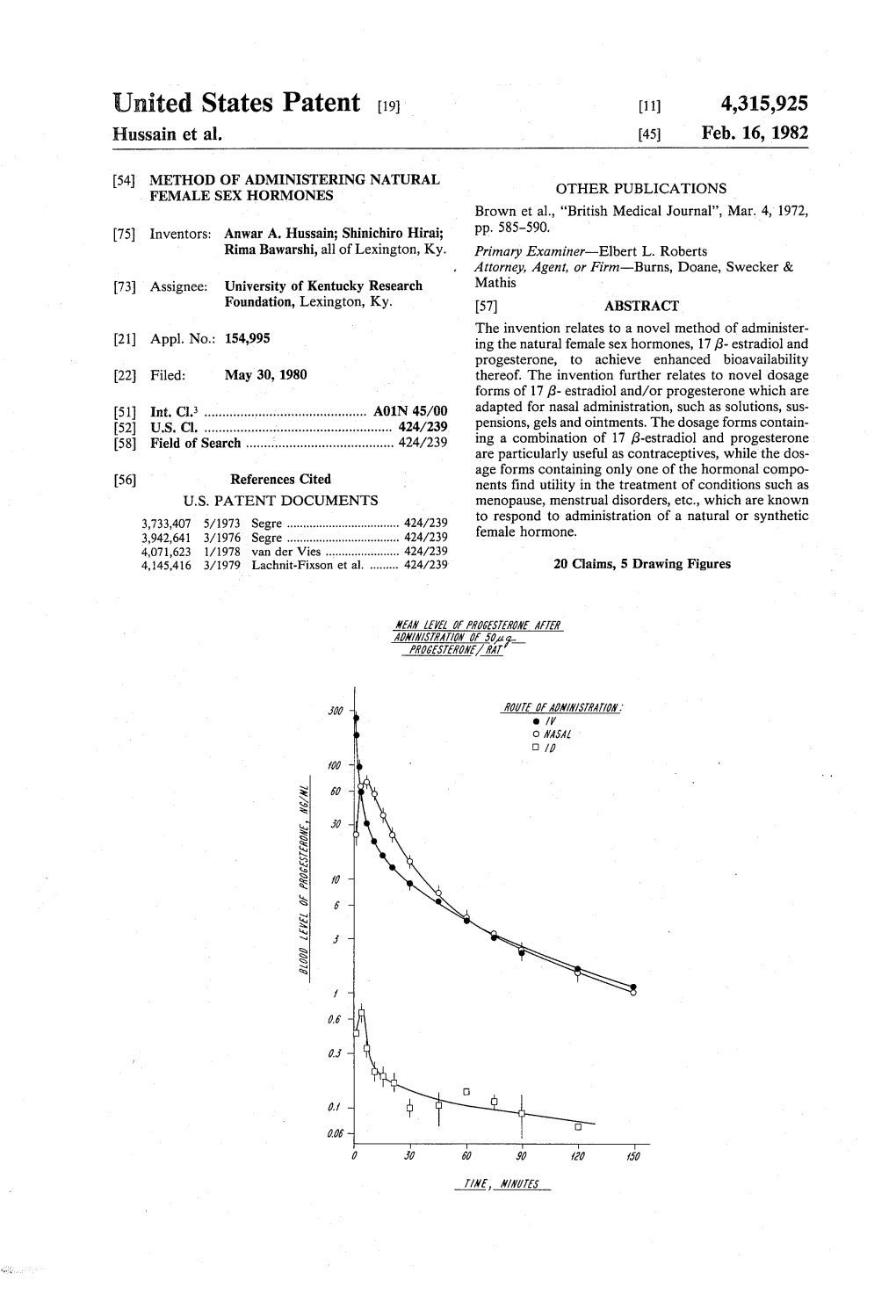 United States Patent (19) (11) 4,315,925 Hussain Et Al