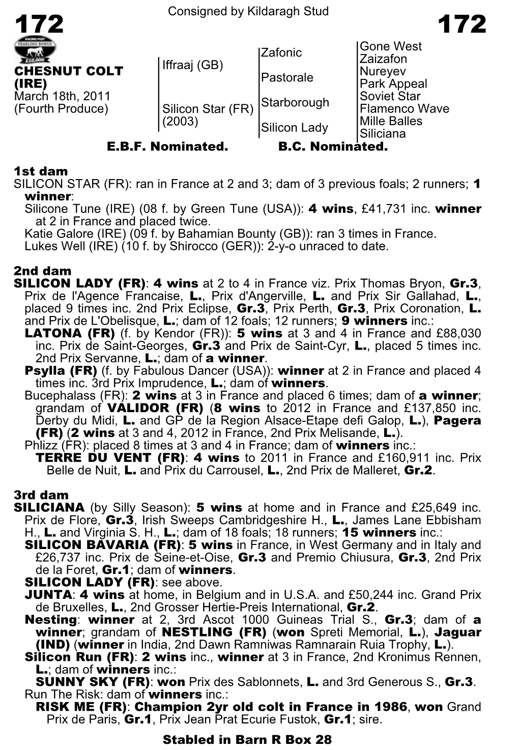 Consigned by Kildaragh Stud Zafonic Gone West Zaizafon Iffraaj