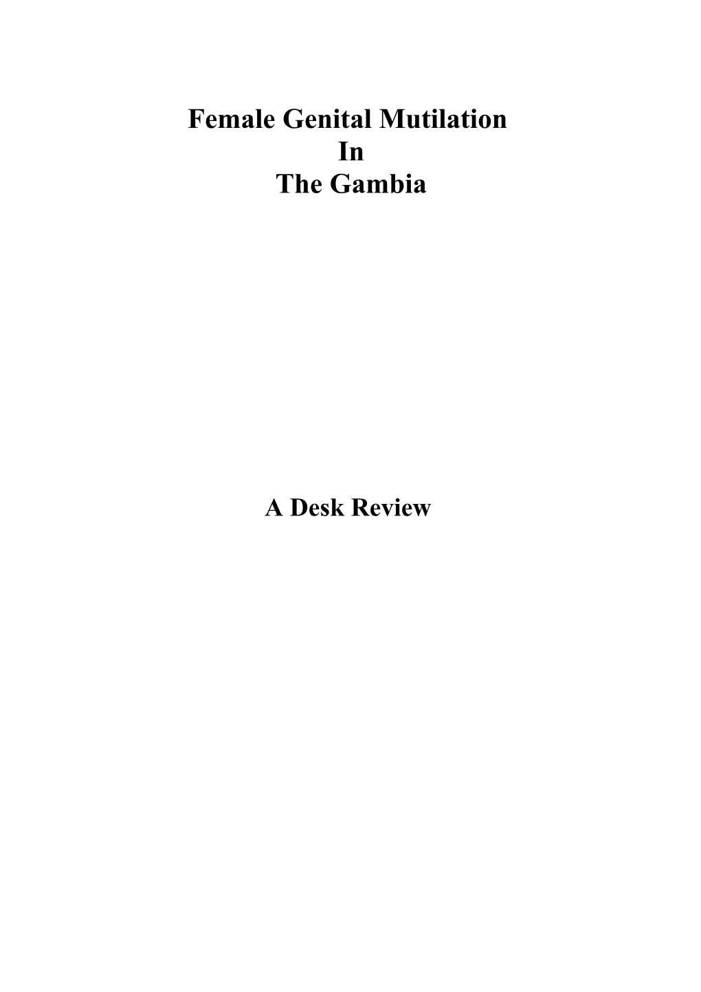 Research & Documentation Study On Female Genital Cutting