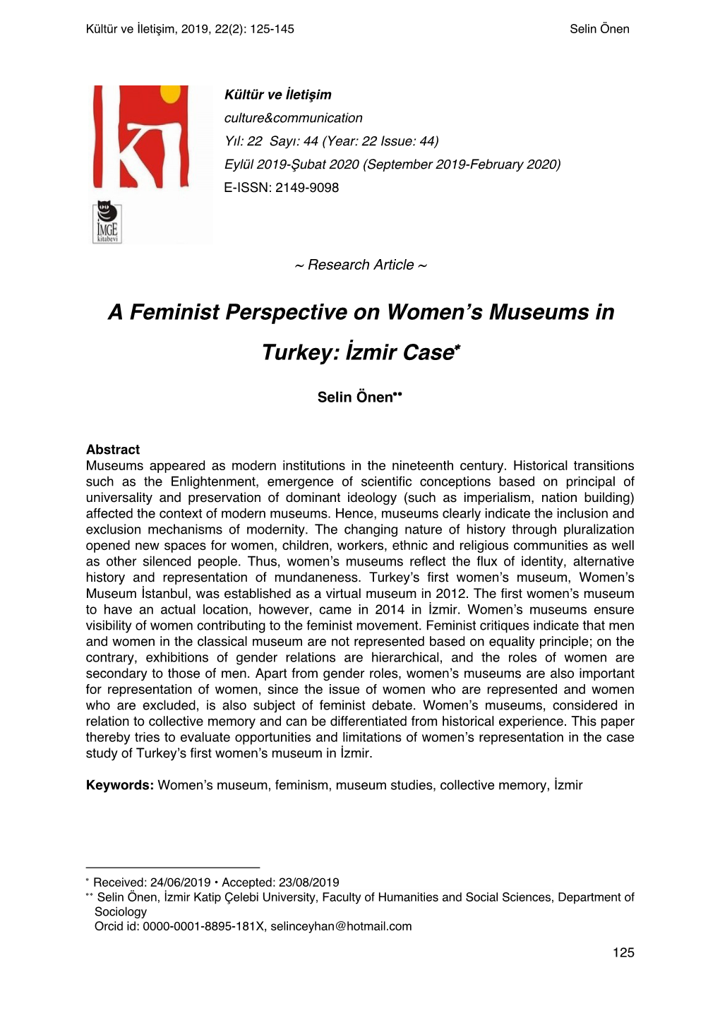 A Feminist Perspective on Women's Museums in Turkey