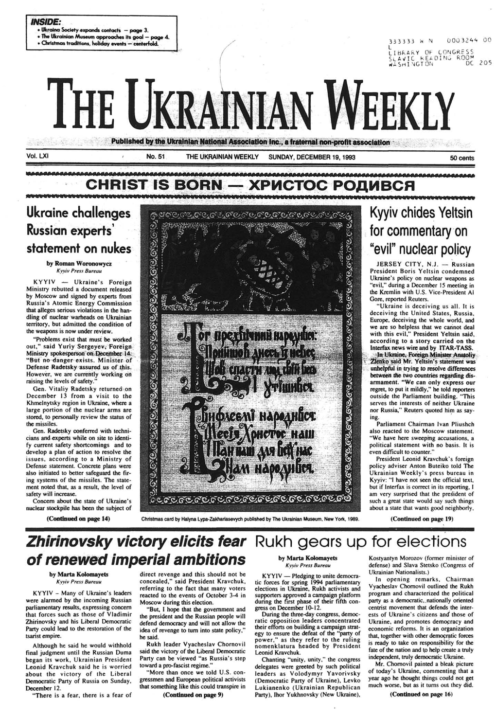 The Ukrainian Weekly 1993, No.51