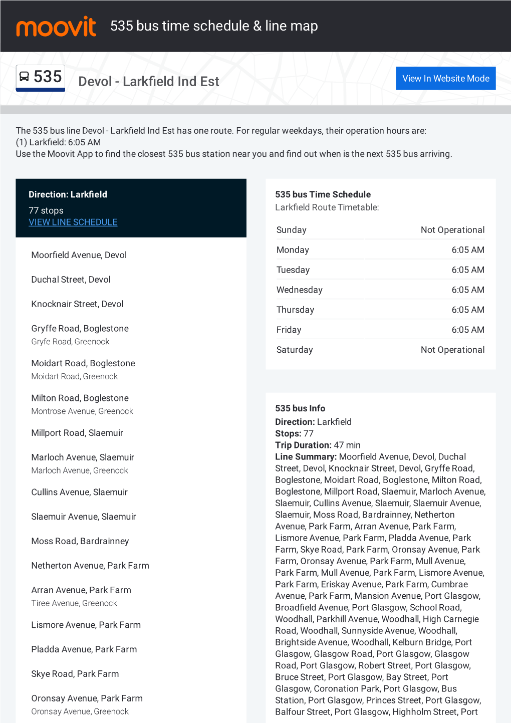 535 Bus Time Schedule & Line Route