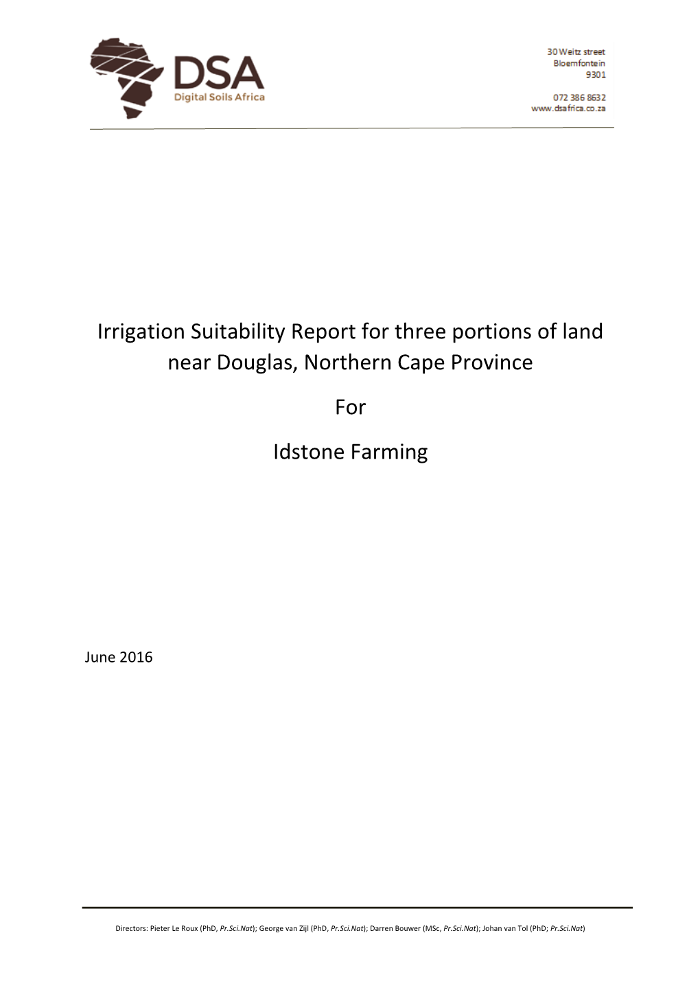 Soil Report on Vaal Koppie Farm