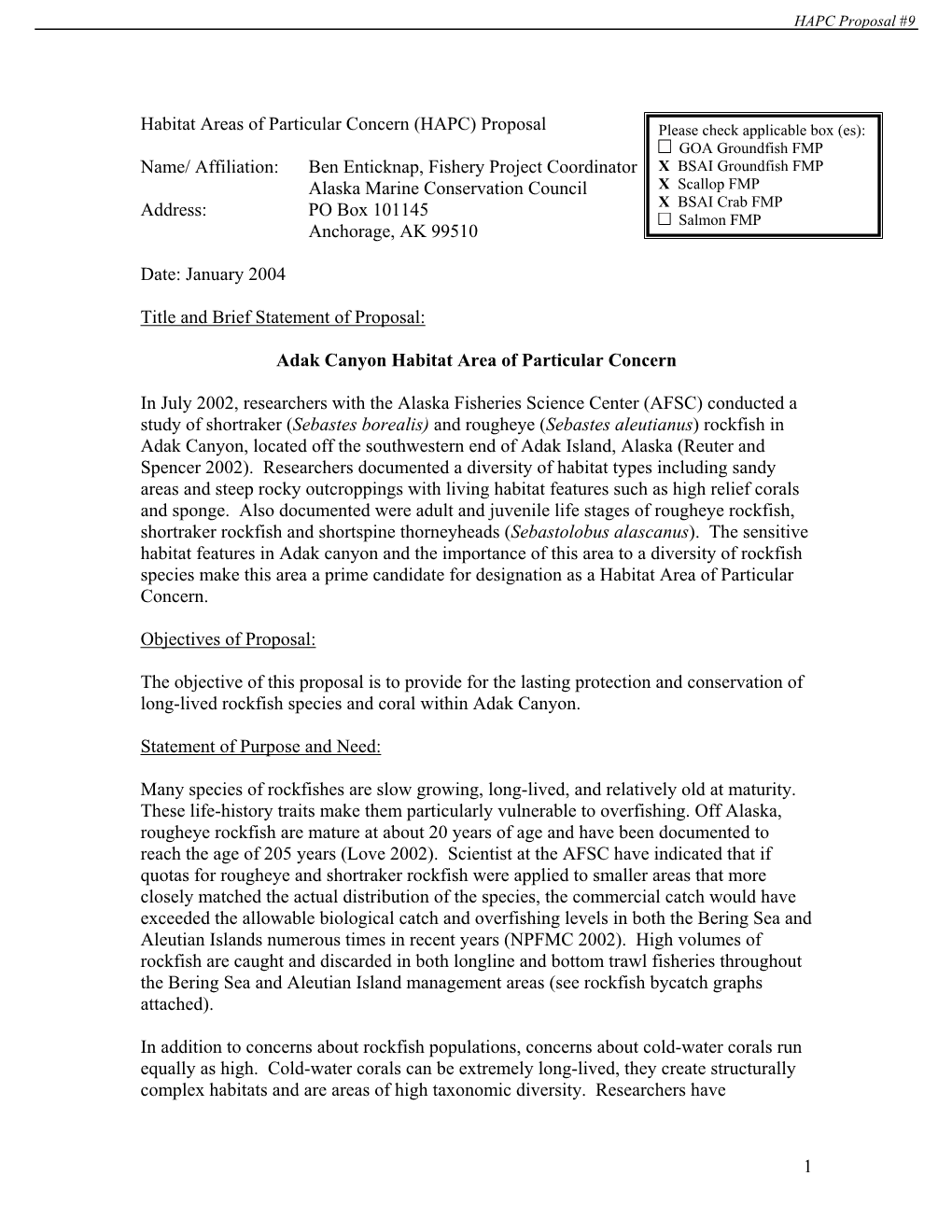 Adak Canyon HAPC Proposal Adak Canyon HAPC Proposal Adak Canyon HAPC Proposal Figures 1 – 4