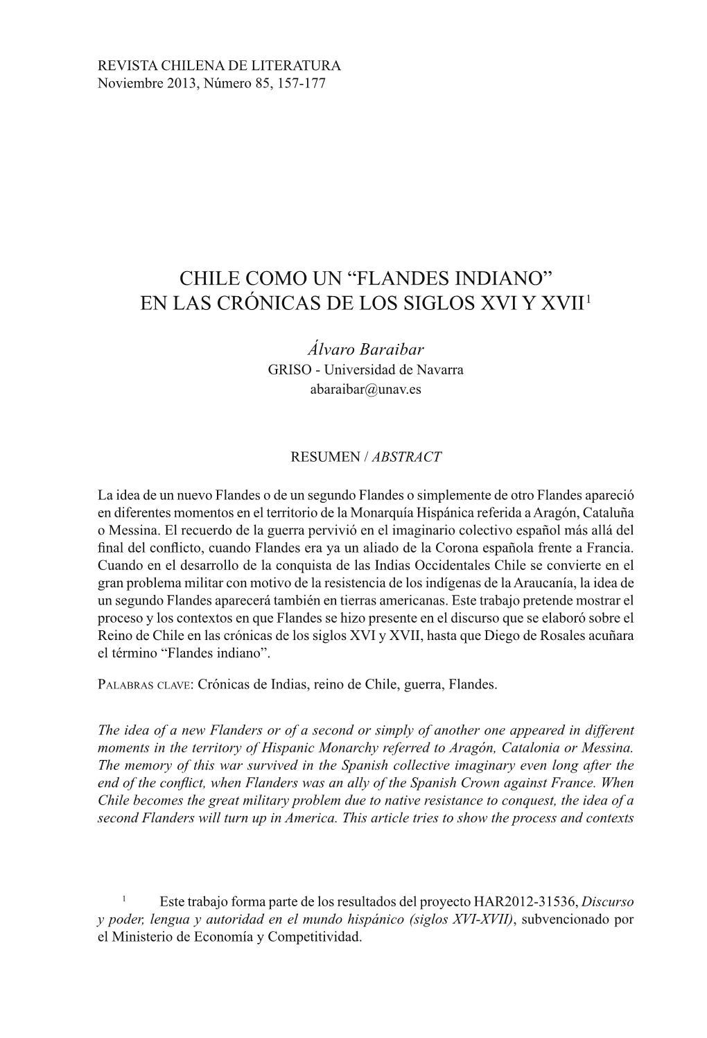 Revista Chilena De Literatura 85, Definitivo.Indd 157 15-11-13 9:22 158 Revista Chilena De Literatura Nº 85, 2013