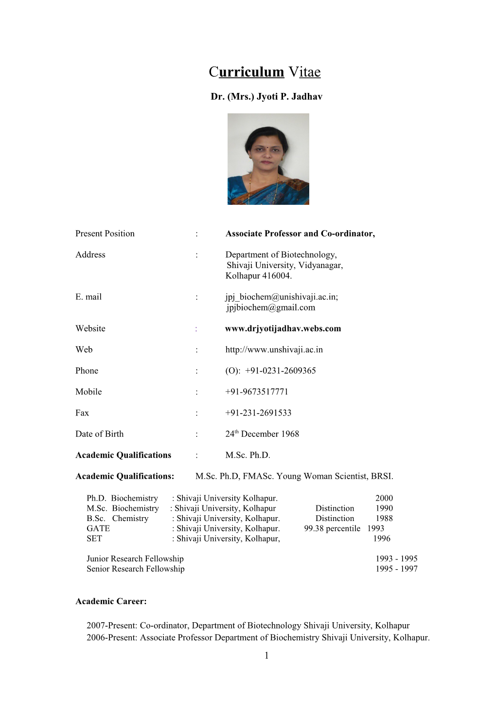 Dr. (Mrs.) Jyoti P. Jadhav