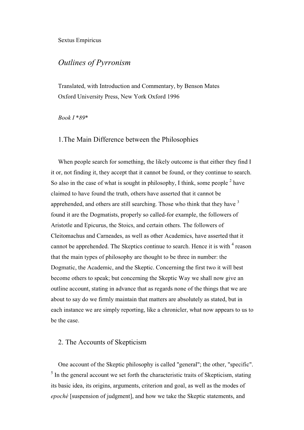 Outlines of Pyrronism.Pdf