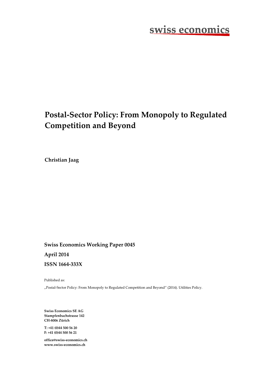 Swiss Economics Postal-Sector Policy