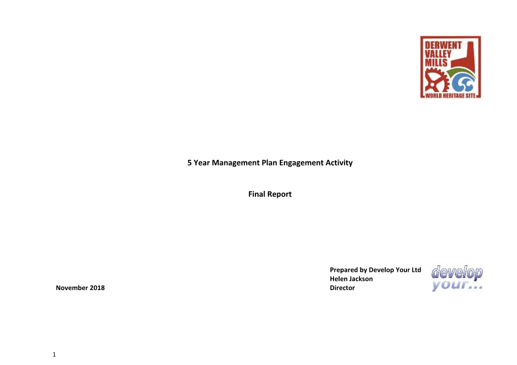 5 Year Management Plan Engagement Activity