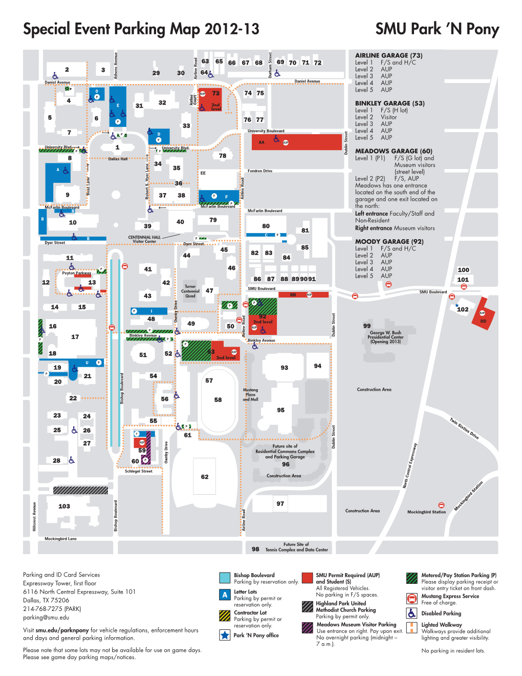 Special Event Parking Map 2012-13 SMU Park ’N Pony