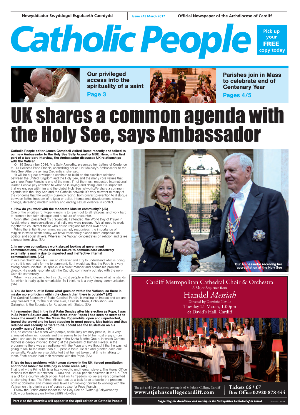 UK Shares a Common Agenda with the Holy See, Says Ambassador