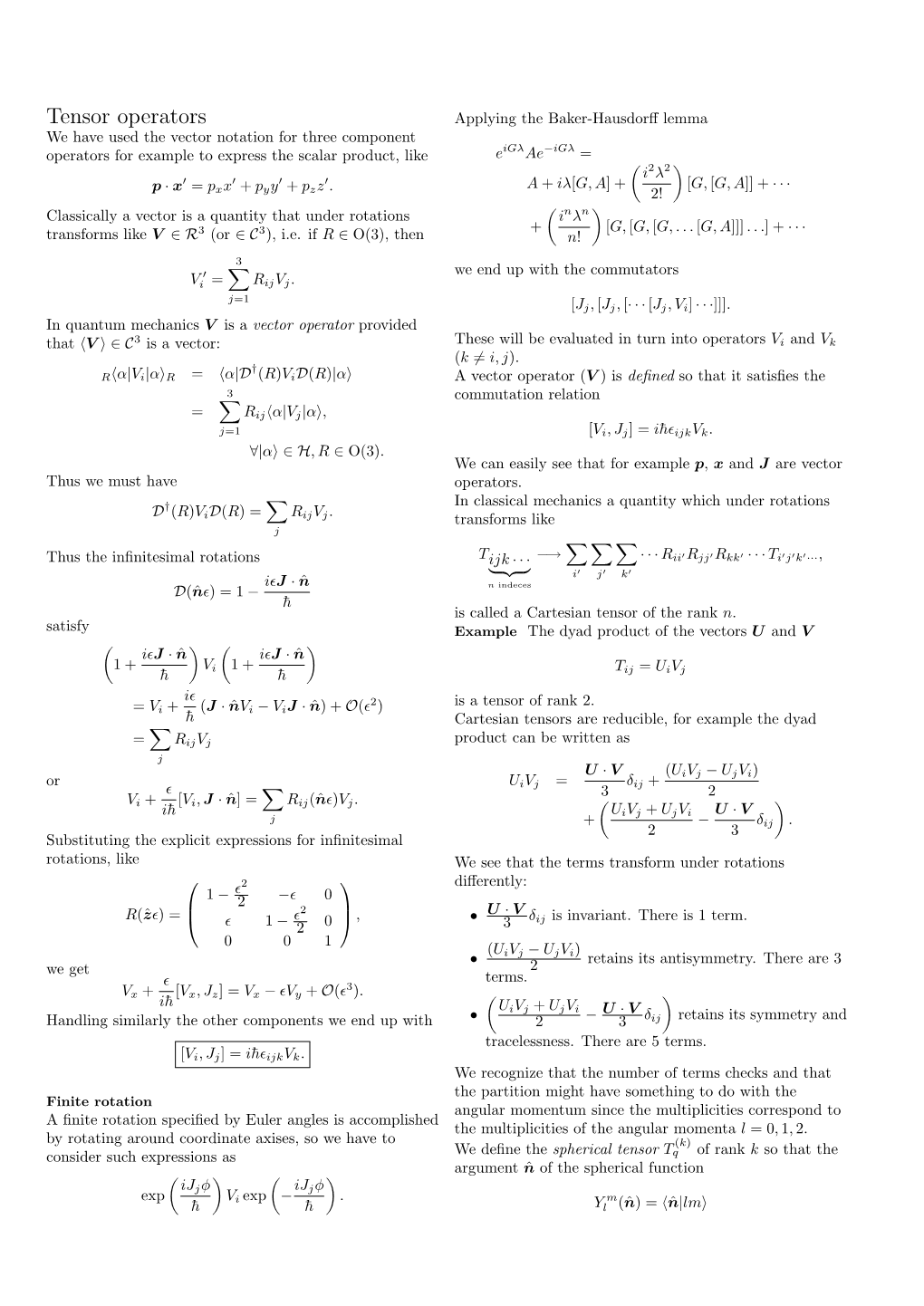 Tensor Operators