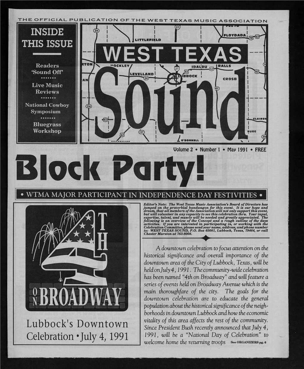 WEST TEXAS MUSIC ASSOCIATION INSIDE LITTLEFIELD THIS ISSUE WEST TEXAS Readers “ 0CKL1Y IDALOU I RALLS £