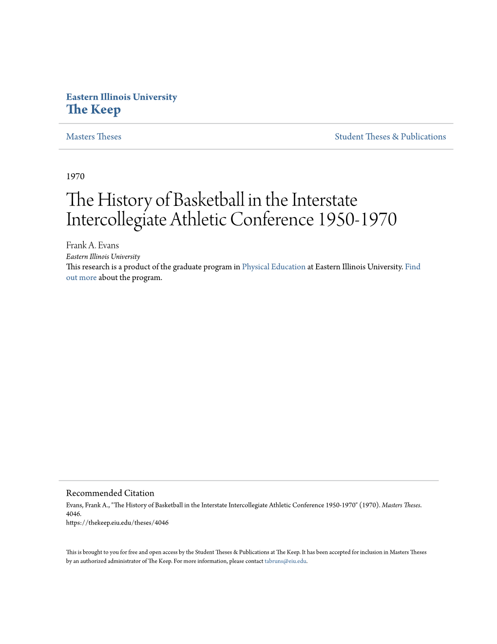 The History of Basketball in the Interstate Intercollegiate Athletic