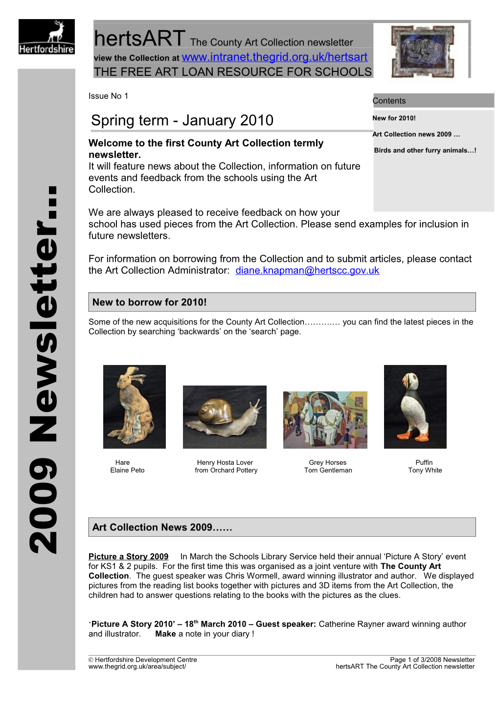 Hertsart the County Art Collection Newsletter - Spring 2010