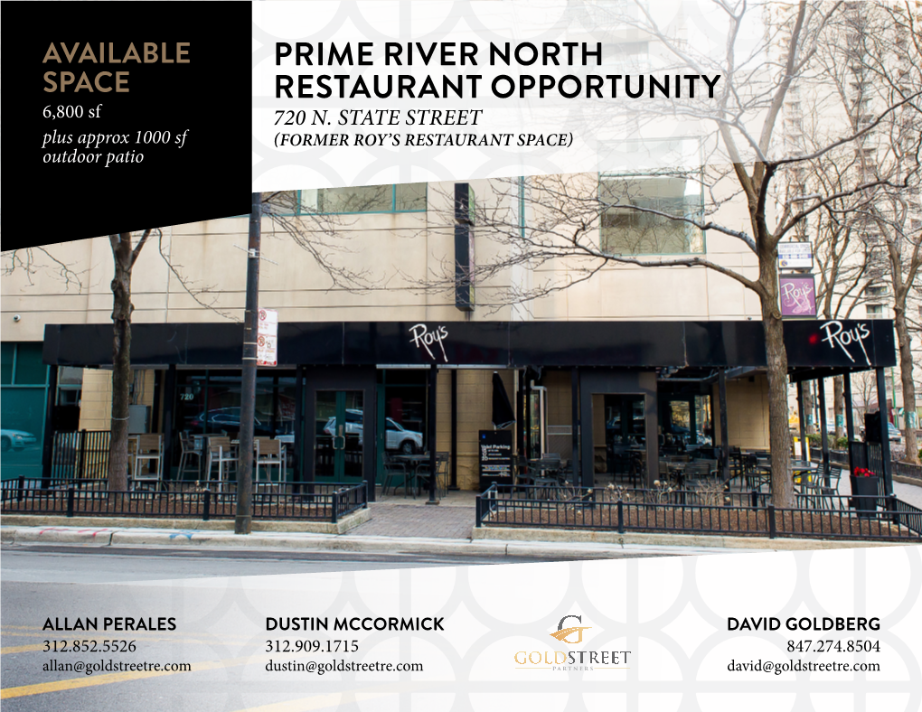 Prime River North Restaurant Opportunity