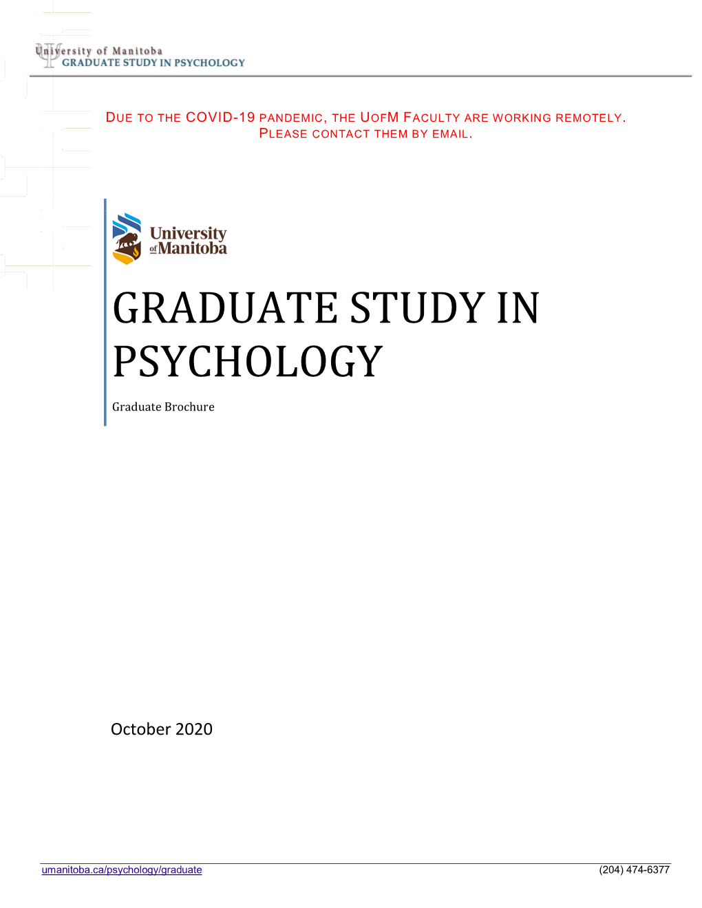 Graduate Study in Psychology 'Brochure'