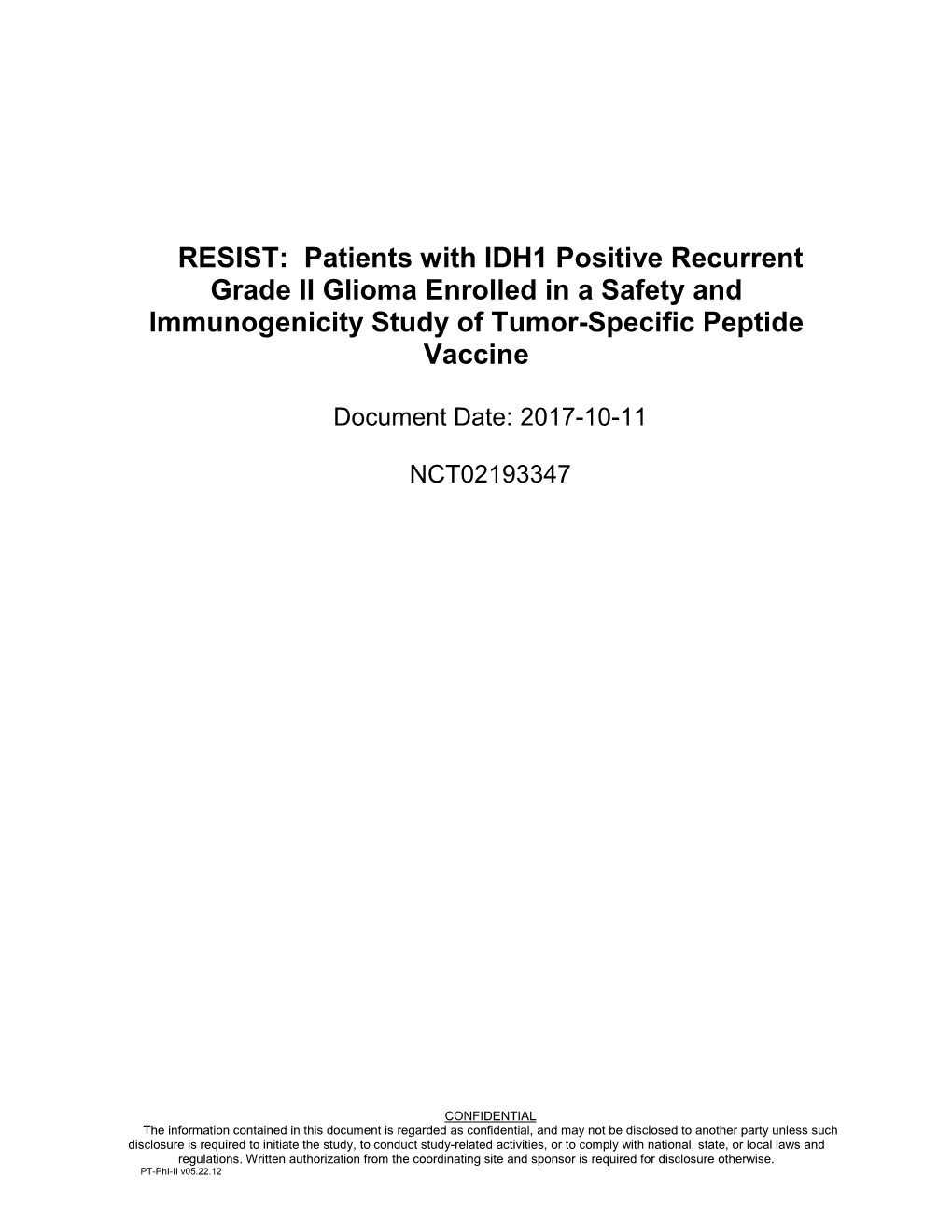 IDH1 Clinical Protocol