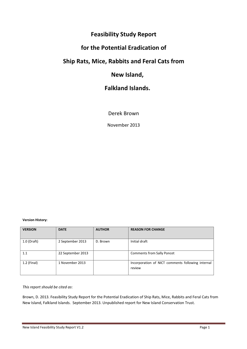 Eradication Feasibility Study Report