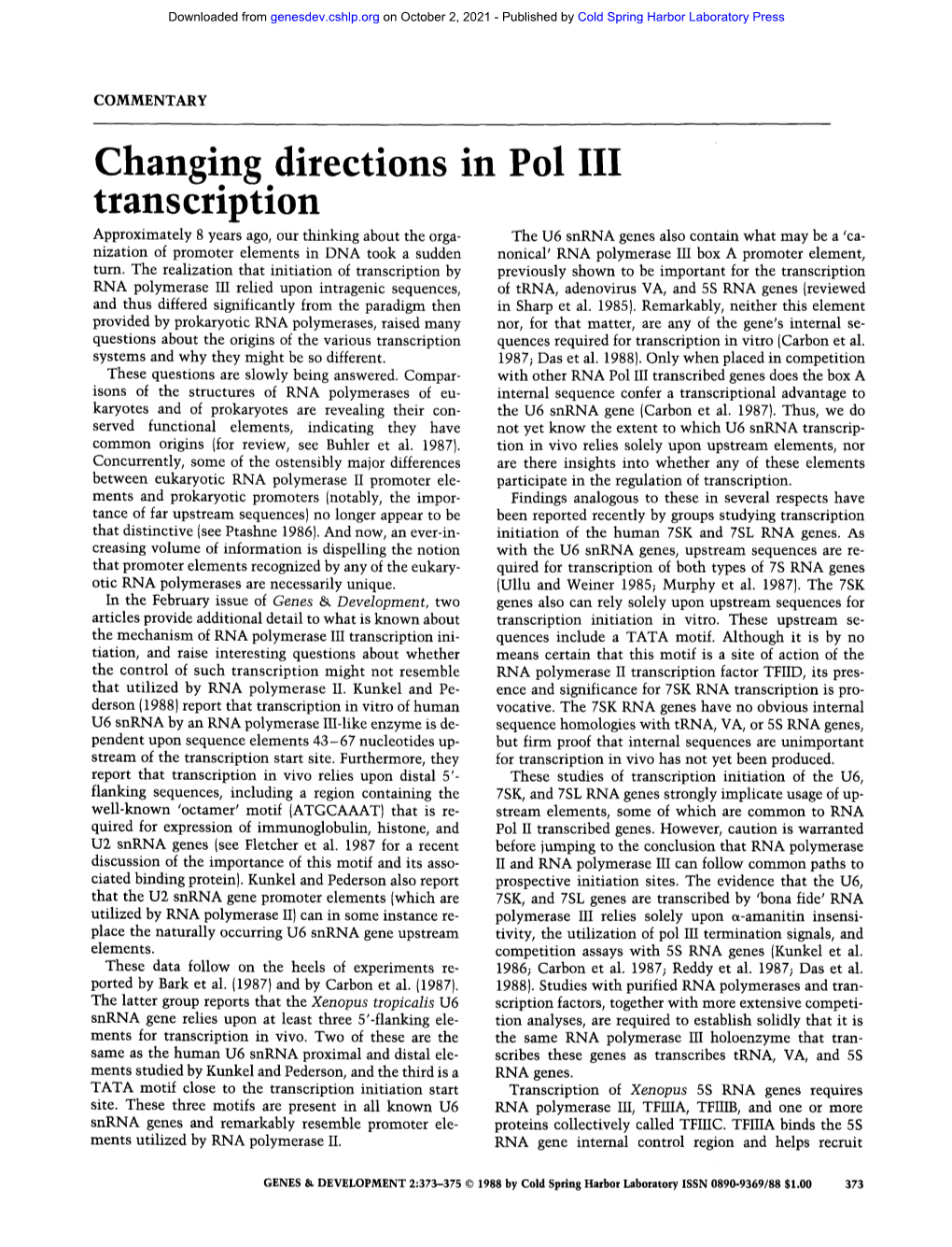 Changing Directions in Pol III Transcription