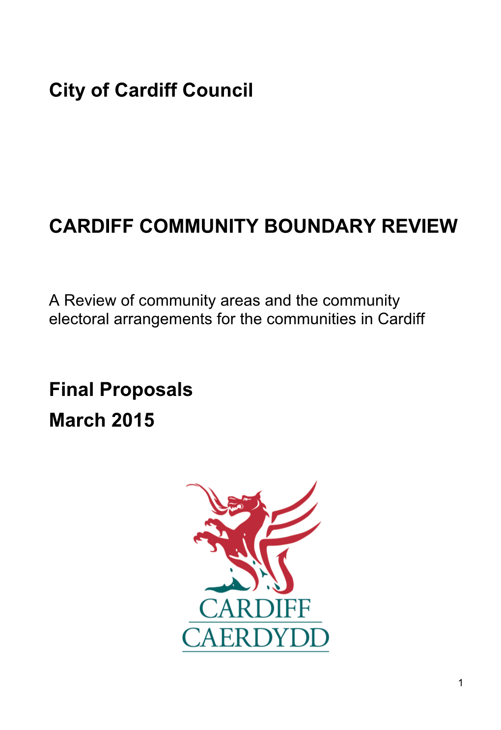 City of Cardiff Council CARDIFF COMMUNITY BOUNDARY