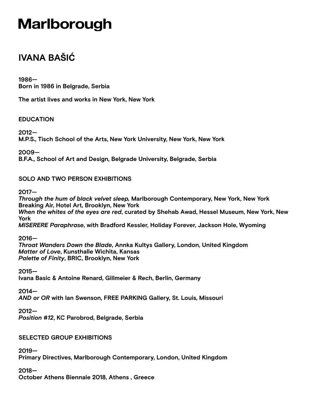 Basic, Ivana CV 08 08 19