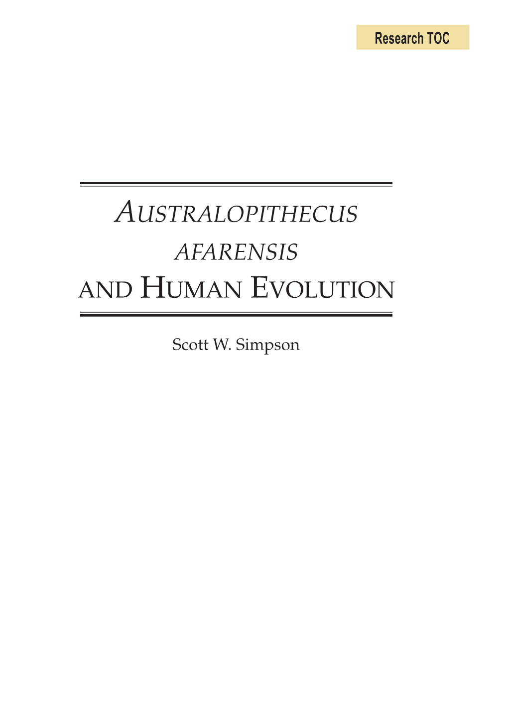 Australopithecus Afarensis and Human Evolution