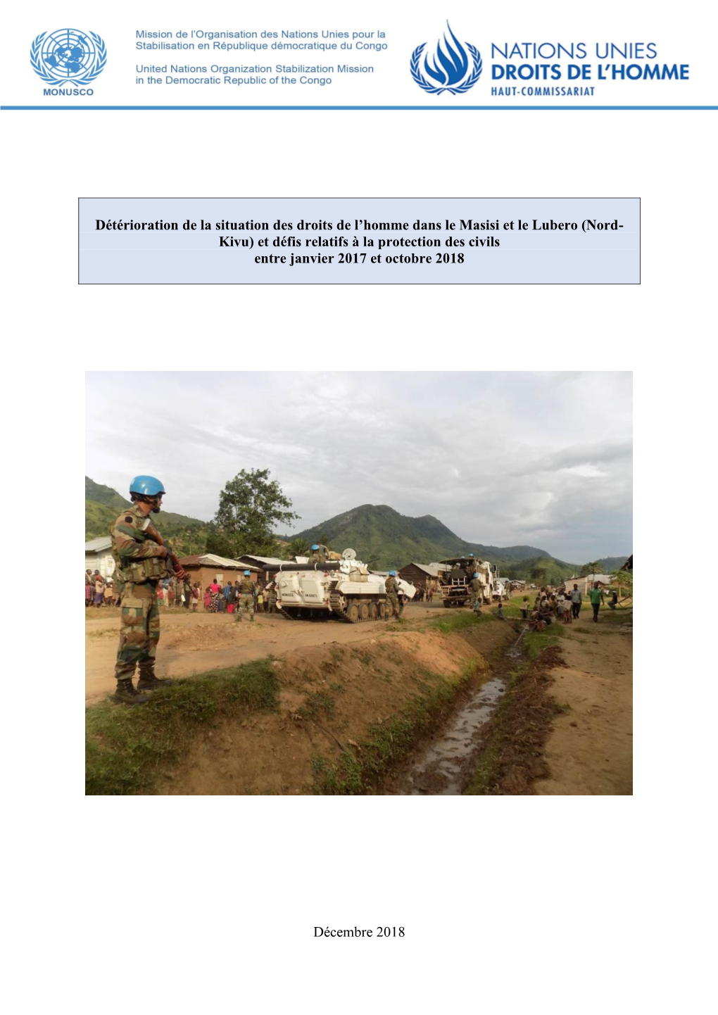 (Nord- Kivu) Et Défis Relatifs À La Protection Des Civils Entre Janvier 2017 Et Octobre 2018