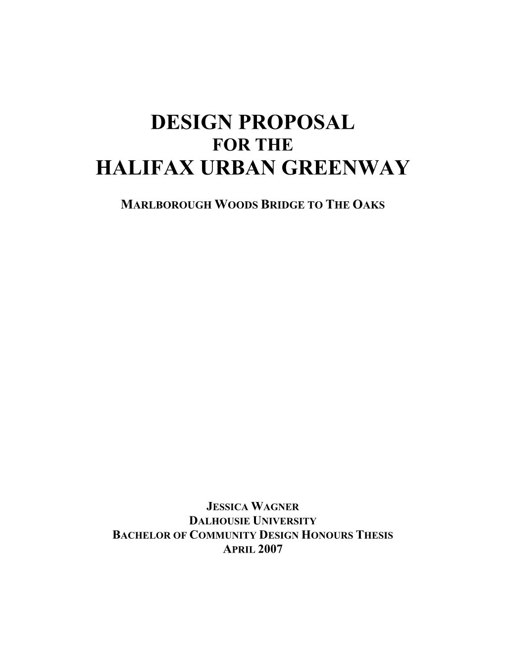 Design Proposal Halifax Urban Greenway