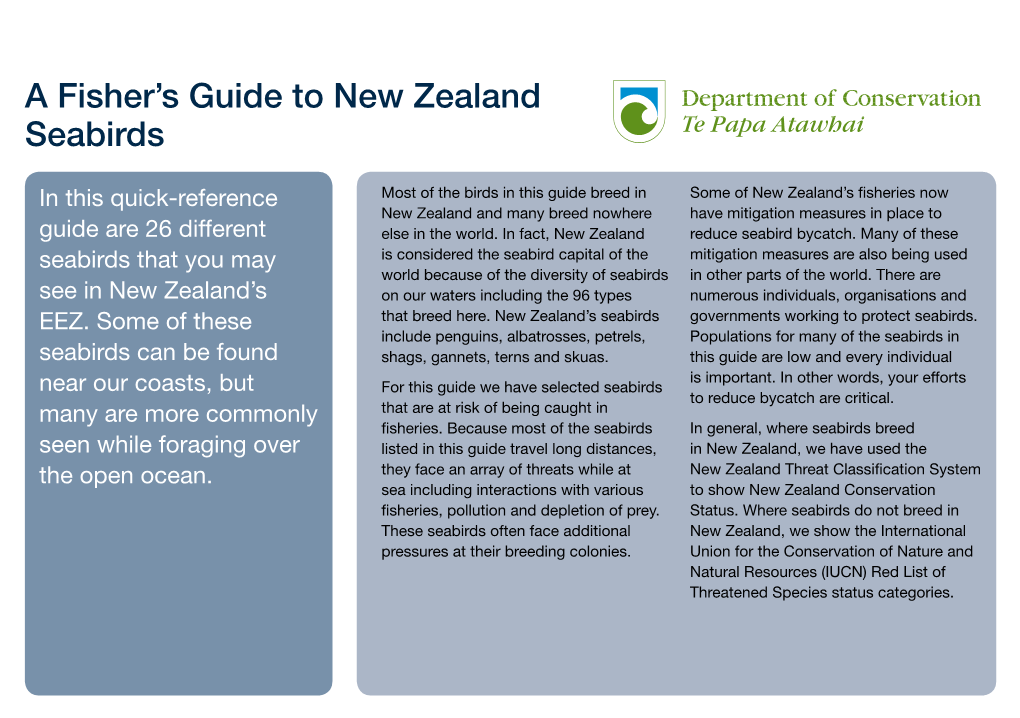 A Fisher's Guide to New Zealand Seabirds