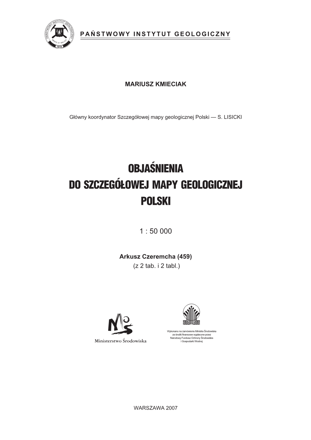 Objaœnienia Do Szczegółowej Mapy Geologicznej Polski