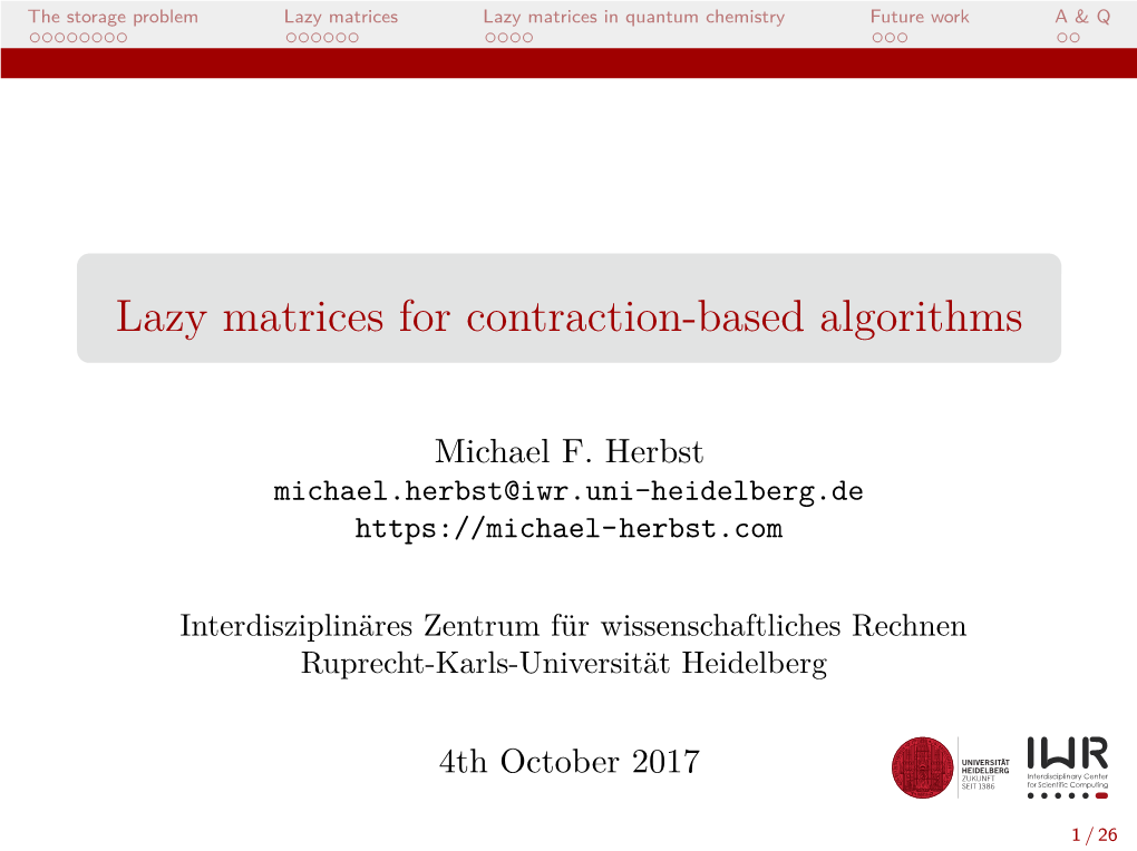 Lazy Matrices for Contraction-Based Algorithms