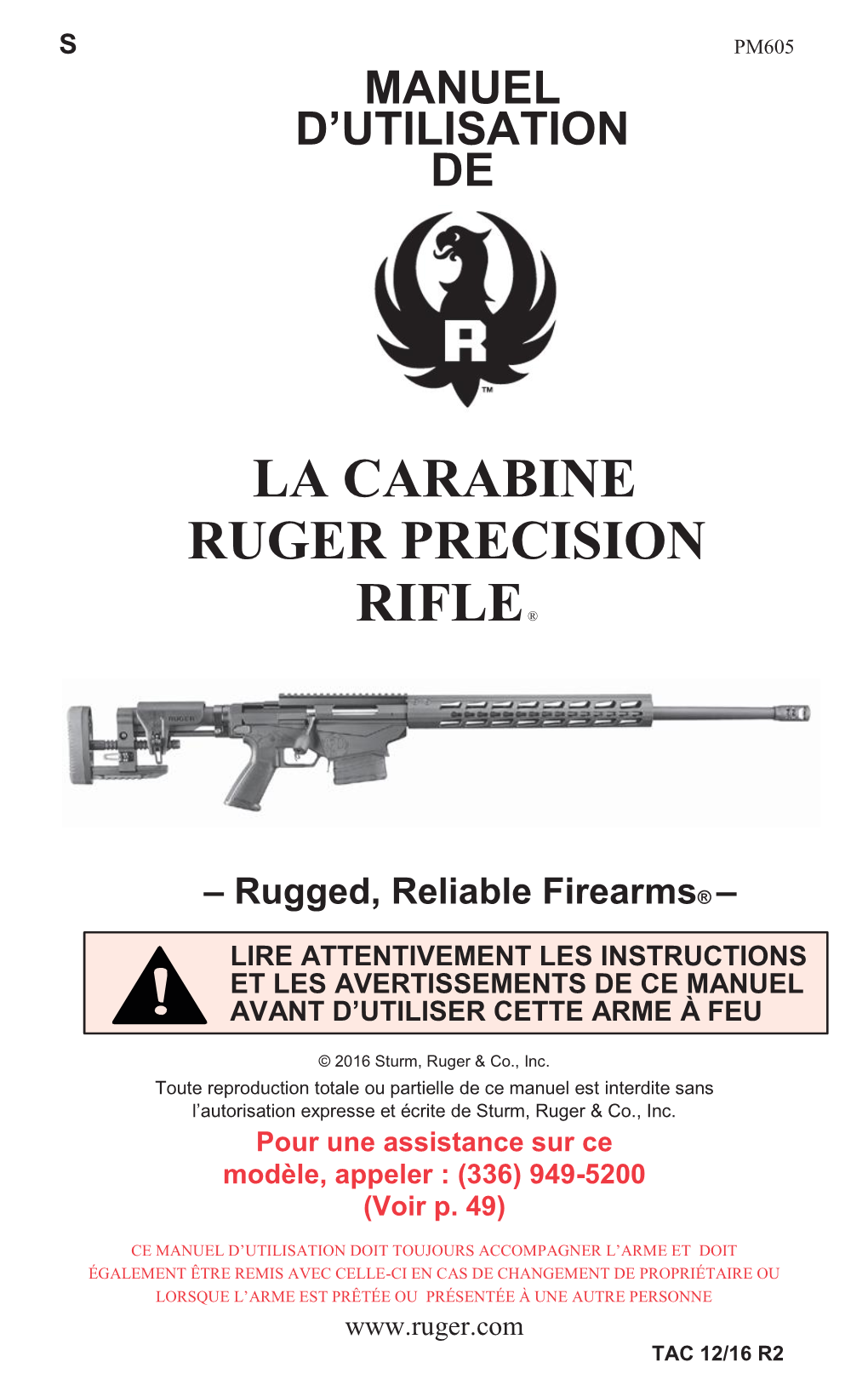 Manuel D'utilisation De La Carabine Ruger Precision Rifle